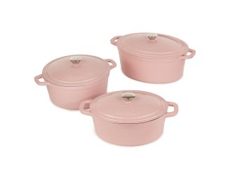 Neo 6pc Cast Iron Dutch Oven Cookware Set with Lids, Pink