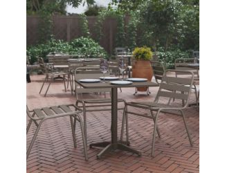 27.5" Square Metal Smooth Top Indoor-Outdoor Table with Base - Bronze