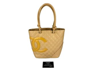 Chanel Tote Bag Cambon Beige Quilted Lambskin Leather
