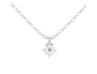 Diamante 3/4 Carat CZ  102 Facets. Necklace - Rhodium. 16"L. Lobster claw clasp closure.