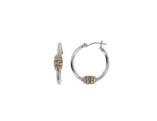 Two Tone Beaded Hoop Earrings 1" Diam. Made in America