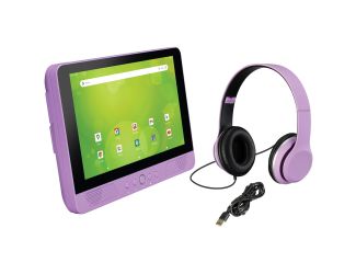 10" Android Tablet w/ Built-In DVD Player with Headphones- Light Purple