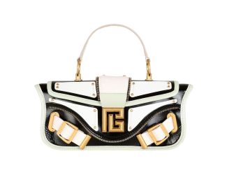 Balmain Blaze Mint Green Leather Baguette Top Handle Crossbody Bag