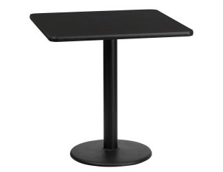 24" Square Black Laminate Table Top with 18" Round Table Height Base