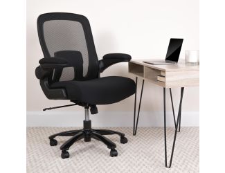 Big & Tall 500 lb. Rated Black Mesh/Fabric Ergonomic Chair w/ Adjustable Lumbar