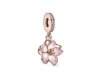 Movable cherry blossom 14k rose gold-plated d