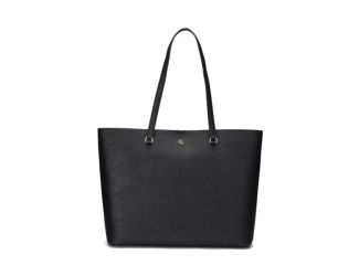 Karly Crosshatch Leather Large Tote Black
