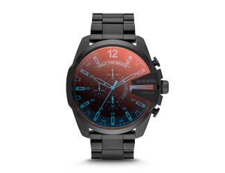 Mens Mega Chief Black Ion-Plated Watch Iridescent Dial