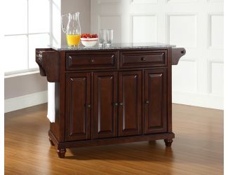 Cambridge Solid Granite Top Kitchen Island in Vintage Mahogany Finish