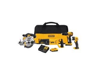 20V MAX Cordless 4-Tool Combo Kit - Drill/Driver Recip Saw Circ Saw Light
