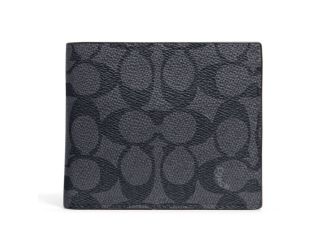 Mens Signature Canvas 3-IN-1 Wallet - Charcoal