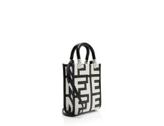 Fendi Sunshine Nero and Blanco Calfskin Leather Mini Bag