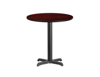 24" Round Mahogany Laminate Table Top with 22" x 22" Table Height Base
