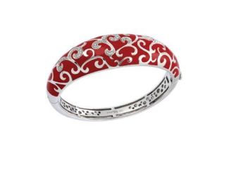 Belle Etoile Round Cubic Zirconia studded Red Background Royale Bangle - 925 SS-Medium size