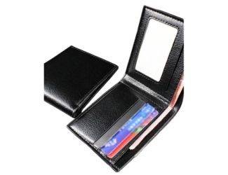 Top Grain Leather Black Wallet in Pebbled Finish