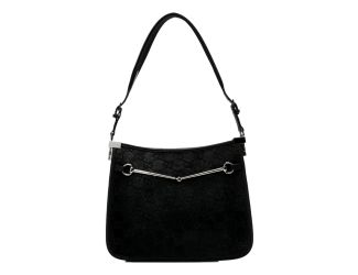 Gucci Horsebit Black Fur Slim Shoulder Bag