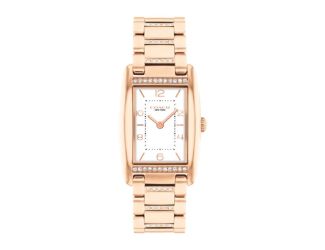 Ladies' Reese Rectangle Gold-Tone Stainless Steel Crystal Watch White Dial
