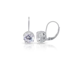 PARIKHS Rhodium Plated Round CZ Hoop Earrings in 925 Sterling Silver