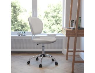 Mid-Back White Mesh Padded Swivel Task Office Chair with Chrome Base