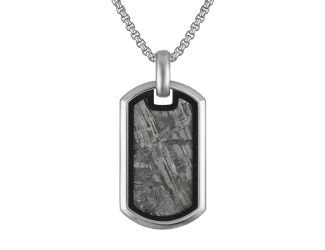 Icon Stainless Steel &  Meteroite dog tag pendant. 24"-26"