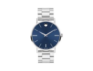 Mens Corporate Exclusive Silver-Tone Stainless Steel Watch Blue Dial