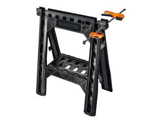 Set of 2 Clamping Sawhorses w/ 2 Bar Clamps
