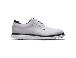 FootJoy Traditions Blucher Men's Spiked Golf Shoes - White/White/Navy/9 Medium
