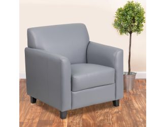 Gray LeatherSoft Chair with Clean Line Stitched Frame - Reception Seating