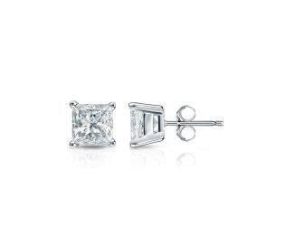 Bright White Pinnacle Princess cut Lab Grown Diamond Stud in 14K Rose Gold 0.45ct, GH, VVS