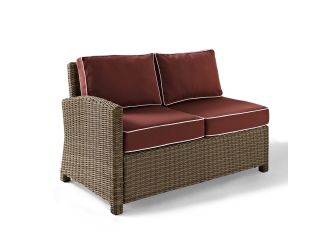 Bradenton Outdoor Wicker Sectional Left Corner Loveseat with Sangria Cushions