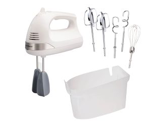 6 Speed Hand Mixer w/ Snap-on Case White
