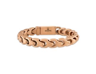 Bulova Link  8mm Polished Rose-tone Bracelet, 8"