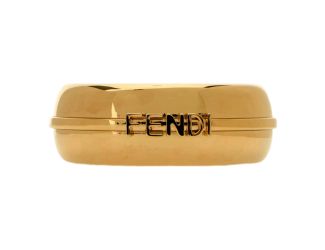 Fendi Fendigraphy Gold Tone Wide Logo Bangle Bracelet