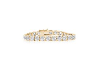 Bright White Privilege Round Lab Grown Diamond Tennis Bracelet in 14K Yellow Gold 16.00ct,EF,VS1 VS2