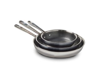 HybridMesh Stainless Steel 3-Piece Fry Pan Set