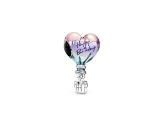 Happy Birthday balloon sterling silver charm