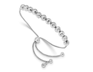 Sterling Silver Hammered Beaded Adjustable Bracelet