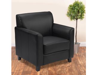 Black LeatherSoft Chair with Clean Line Stitched Frame - Reception Seating