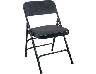 Black Padded Metal Folding Chair - Black 1-in Fabric Seat