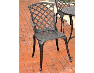 Sedona Cast Aluminum High Back Arm Chair in Black (Set of 2)