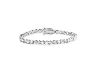 Bright White Privilege Round Lab Grown Diamond Tennis Bracelet in 14K White Gold 9.00ct,EF,VS1 VS2