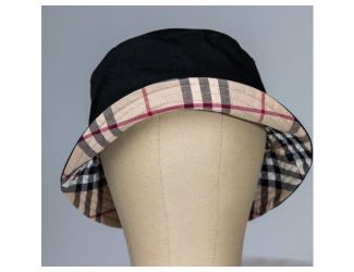 Reversible Black and Beige Bucket Hat - (Large)