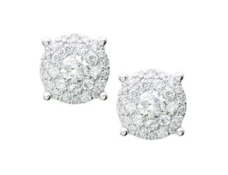 Diamond Multi-Stone 14k White Gold Earrings