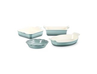4pc Heritage Stoneware Bakeware Set Sea Salt