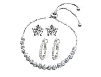 3 Piece Cubic Zirconia Silver Set