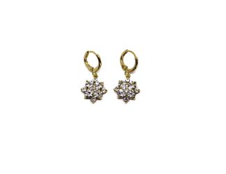 Delicate CZ Flower Earrings in Gold Tone