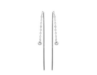 PARIKHS Rhodium Plated CZ Chain Dangling Earring in 925 Sterling Silver