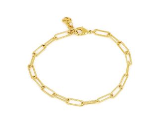 Diamante Bracelet Link - Gold.8" Long adjustable. Hand-made with intricate, hand-carved detailing,
