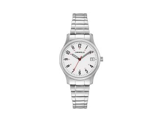 Ladies Silver-Tone Stainless Steel Comfort-Fit Watch White Dial