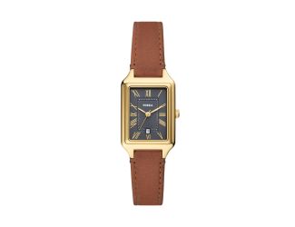 Ladies' Raquel Brown LiteHide Leather Rectangular Watch Gray Dial